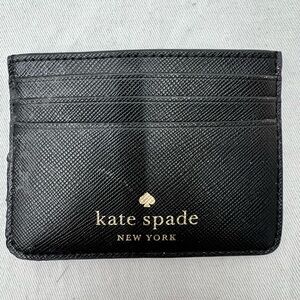 Kate Spade Black Card Wallet with Gold Logo